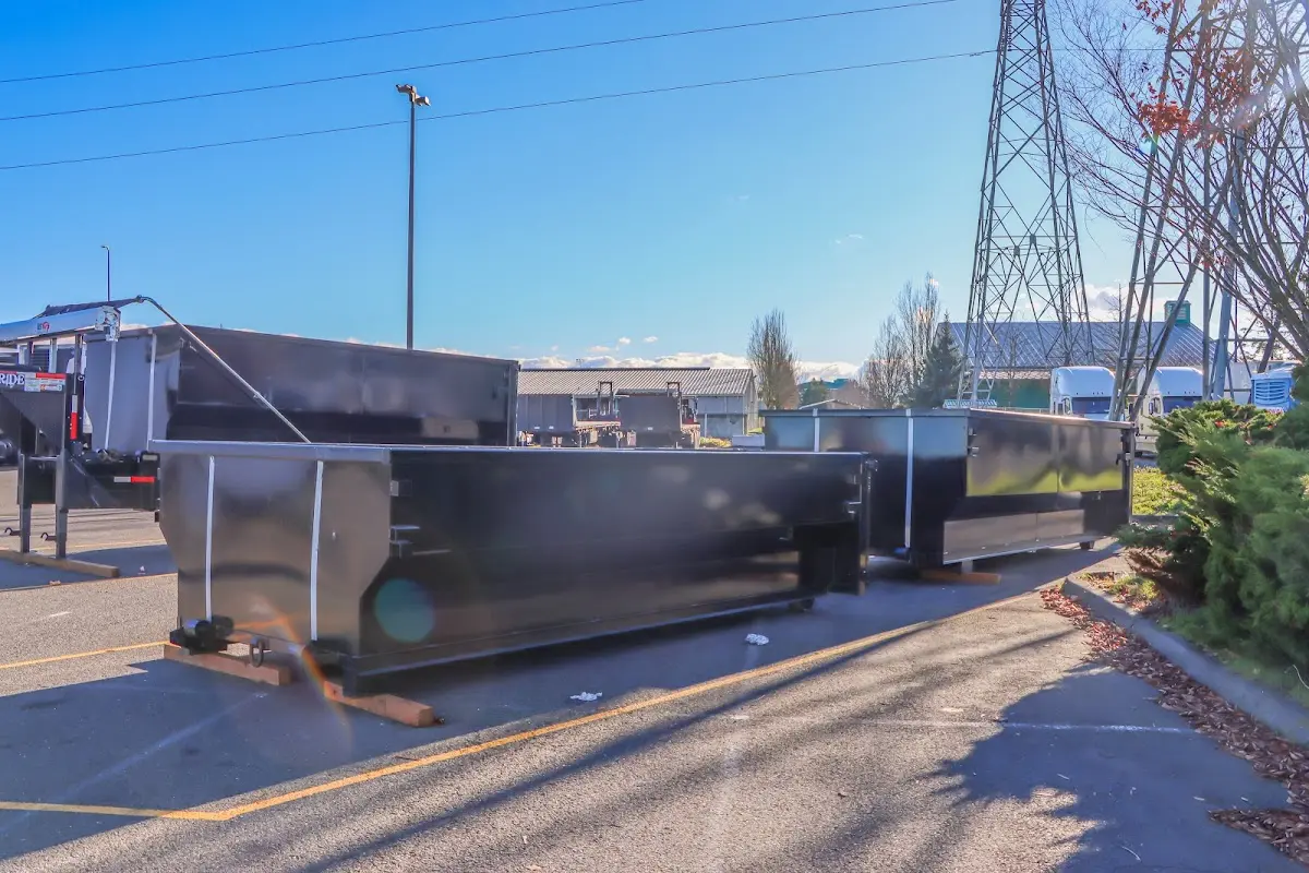 Roll-off dumpster ready for waste disposal at job site for Roll Off Dumpster Rental in Bayonne